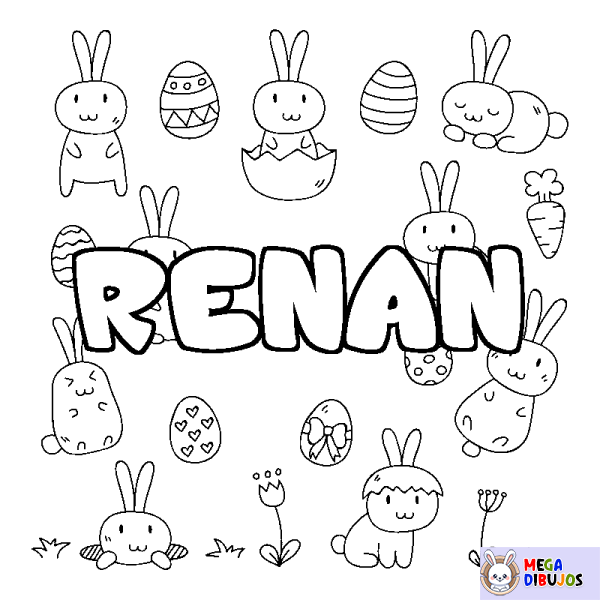 Coloraci&oacute;n del nombre RENAN - decorado Pascua