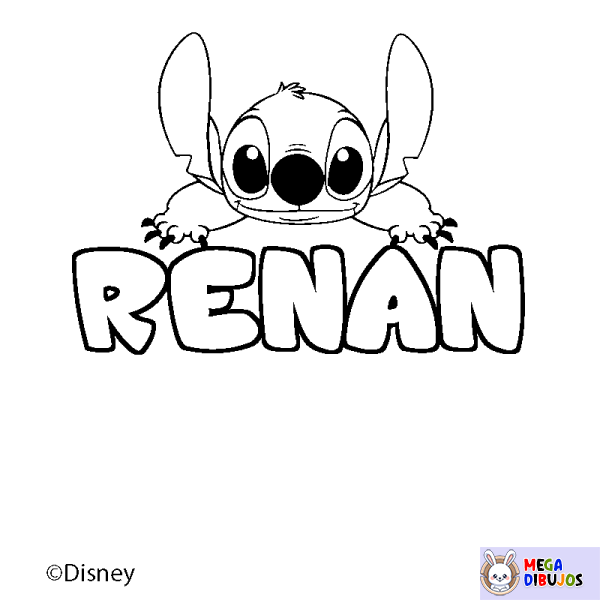 Coloración del nombre RENAN - decorado Stitch