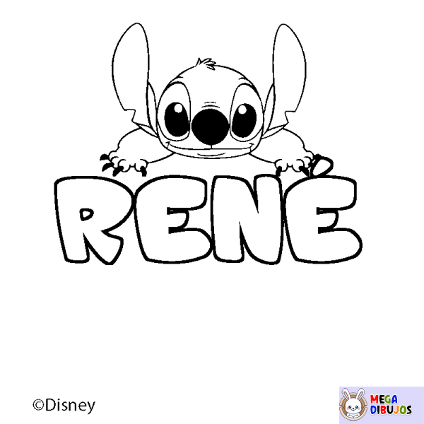 Coloración del nombre REN&Eacute; - decorado Stitch