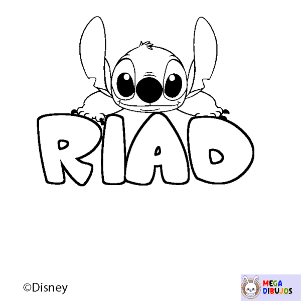 Coloración del nombre RIAD - decorado Stitch