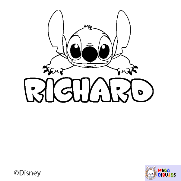 Coloración del nombre RICHARD - decorado Stitch