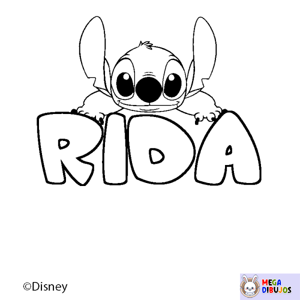 Coloración del nombre RIDA - decorado Stitch