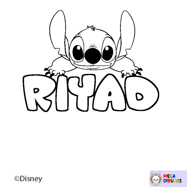 Coloración del nombre RIYAD - decorado Stitch