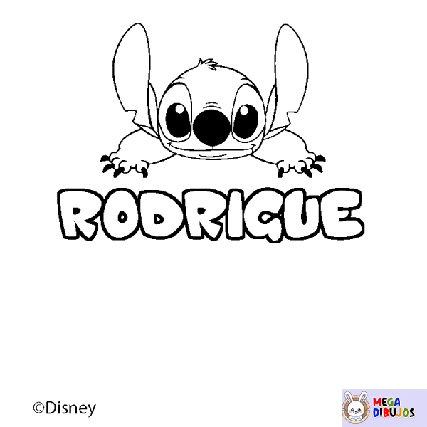 Coloración del nombre RODRIGUE - decorado Stitch