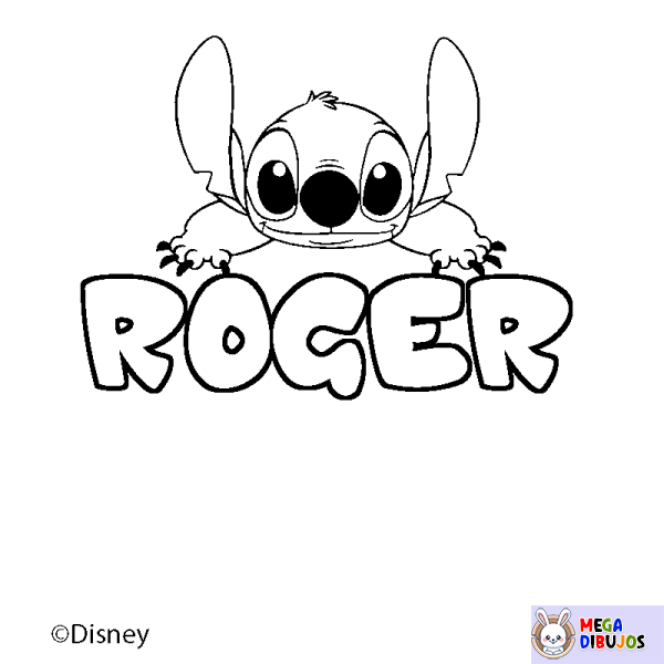 Coloración del nombre ROGER - decorado Stitch
