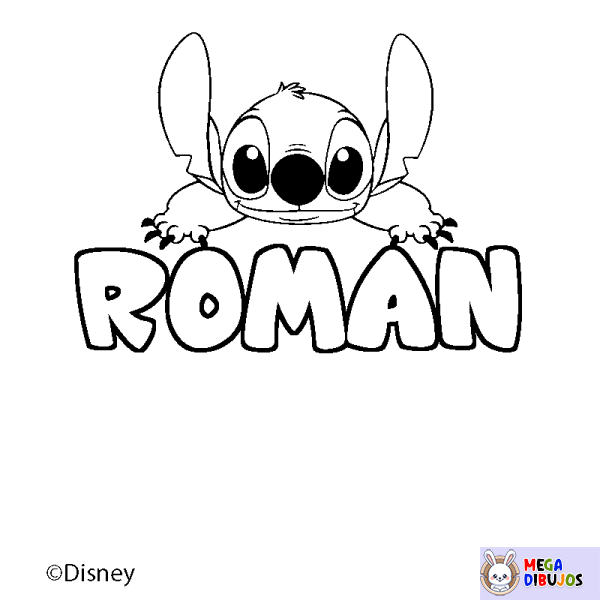 Coloración del nombre ROMAN - decorado Stitch