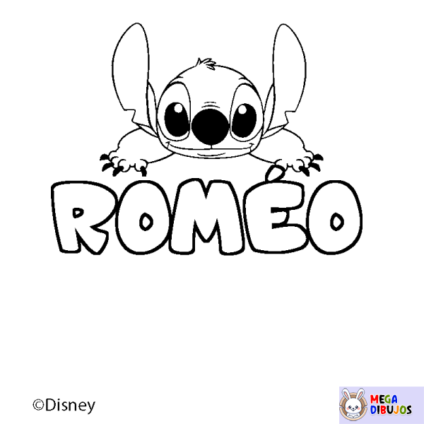 Coloración del nombre ROM&Eacute;O - decorado Stitch