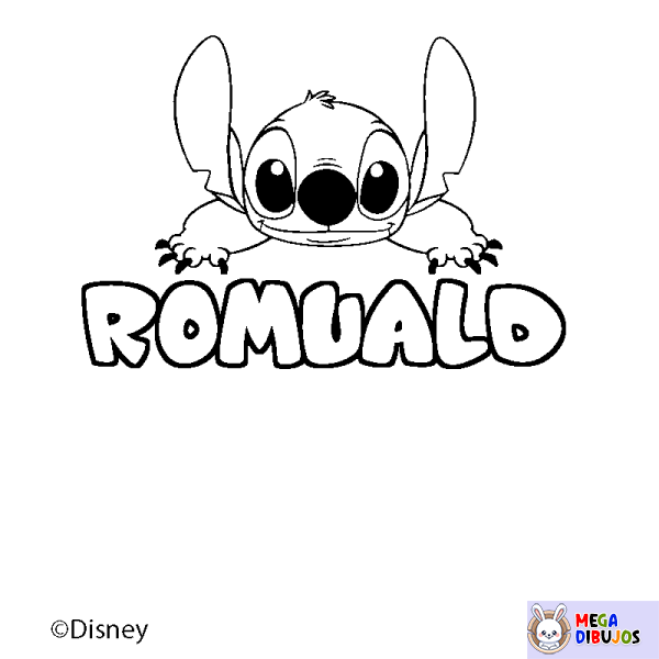 Coloración del nombre ROMUALD - decorado Stitch