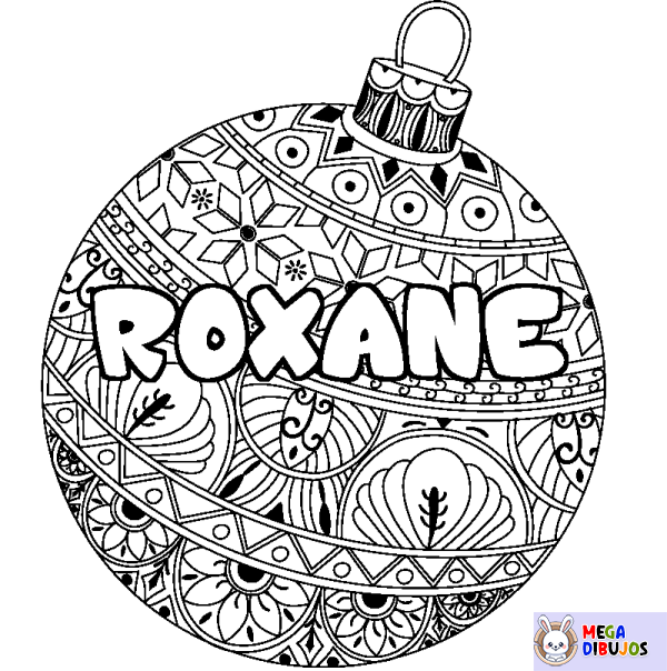 Coloraci&oacute;n del nombre ROXANE - decorado bola de Navidad