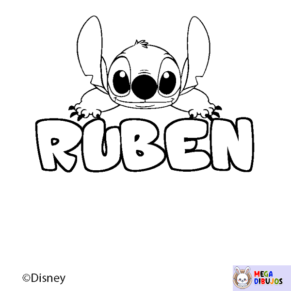 Coloración del nombre RUBEN - decorado Stitch