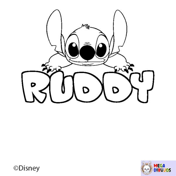 Coloración del nombre RUDDY - decorado Stitch