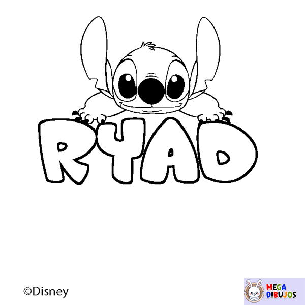 Coloración del nombre RYAD - decorado Stitch