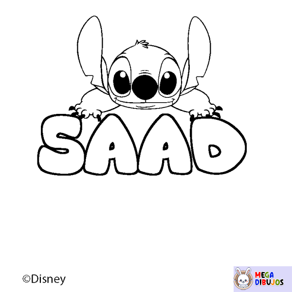 Coloración del nombre SAAD - decorado Stitch