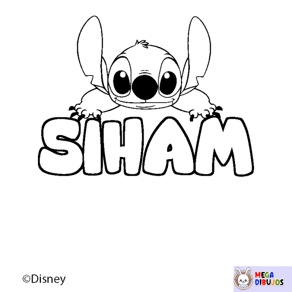 Coloración del nombre SIHAM - decorado Stitch
