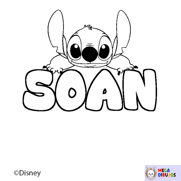 Coloración del nombre SOAN - decorado Stitch