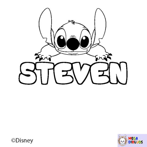 Coloración del nombre STEVEN - decorado Stitch