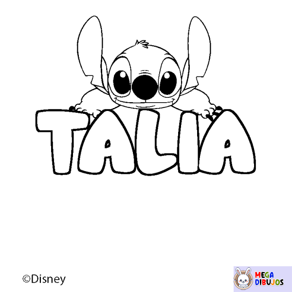 Coloración del nombre TALIA - decorado Stitch