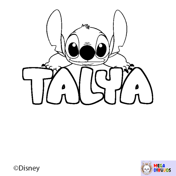 Coloración del nombre TALYA - decorado Stitch