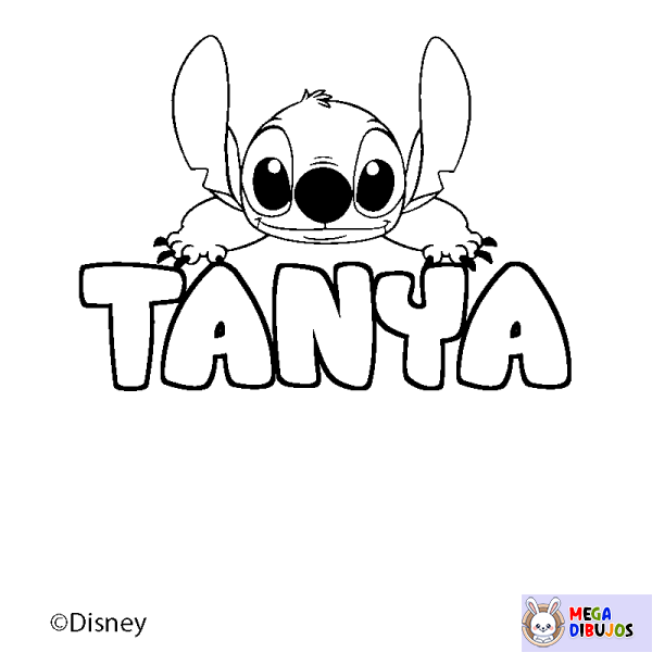 Coloración del nombre TANYA - decorado Stitch