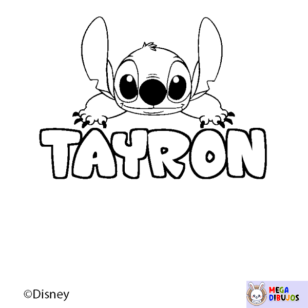 Coloración del nombre TAYRON - decorado Stitch