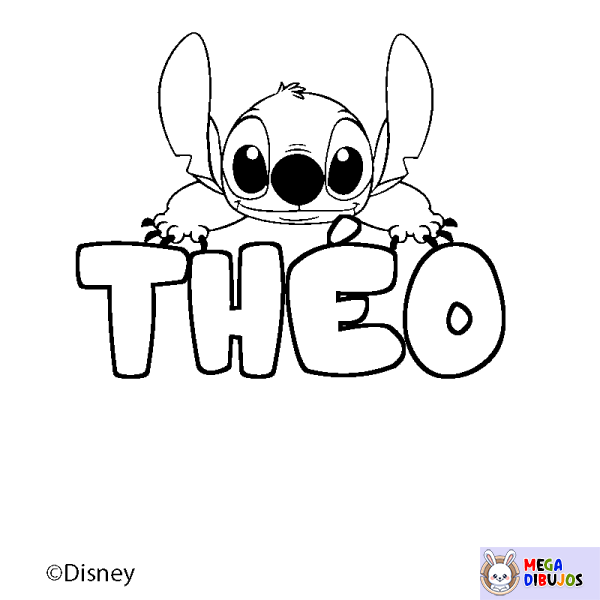 Coloración del nombre TH&Eacute;O - decorado Stitch