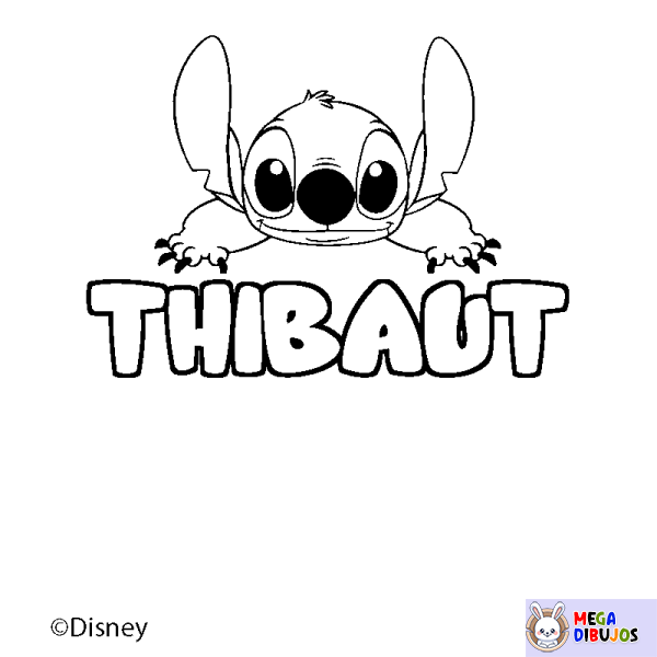 Coloración del nombre THIBAUT - decorado Stitch