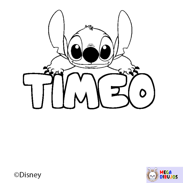 Coloración del nombre TIMEO - decorado Stitch