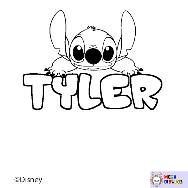 Coloración del nombre TYLER - decorado Stitch