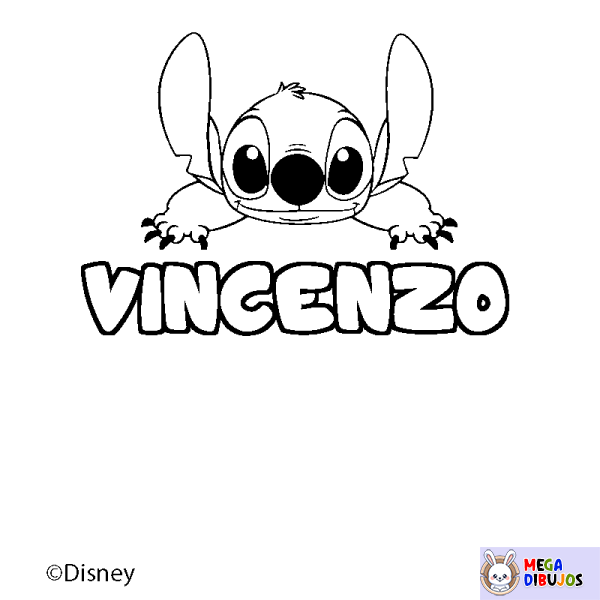 Coloración del nombre VINCENZO - decorado Stitch
