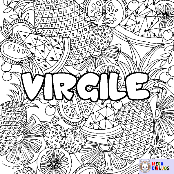 Coloración del nombre VIRGILE - decorado mandala de frutas