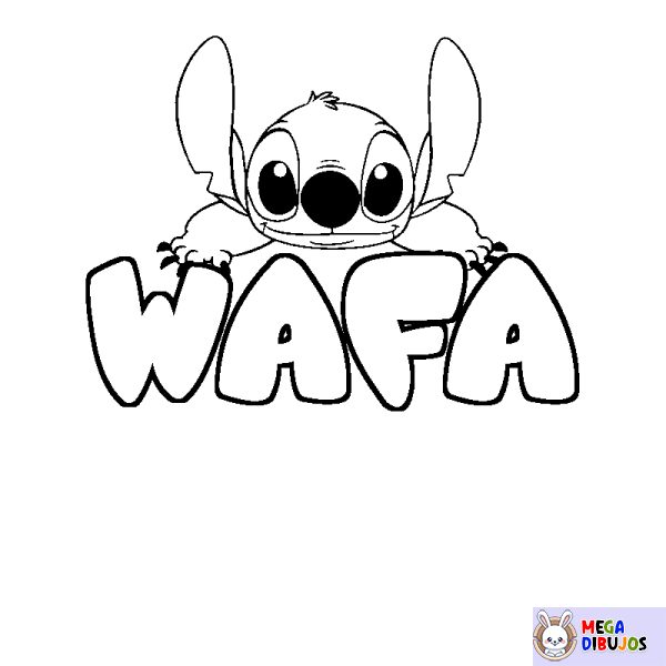 Coloración del nombre WAFA - decorado Stitch