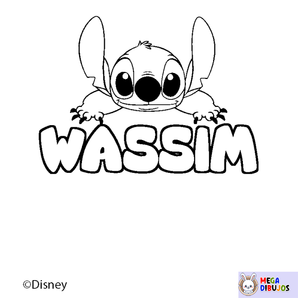 Coloración del nombre WASSIM - decorado Stitch