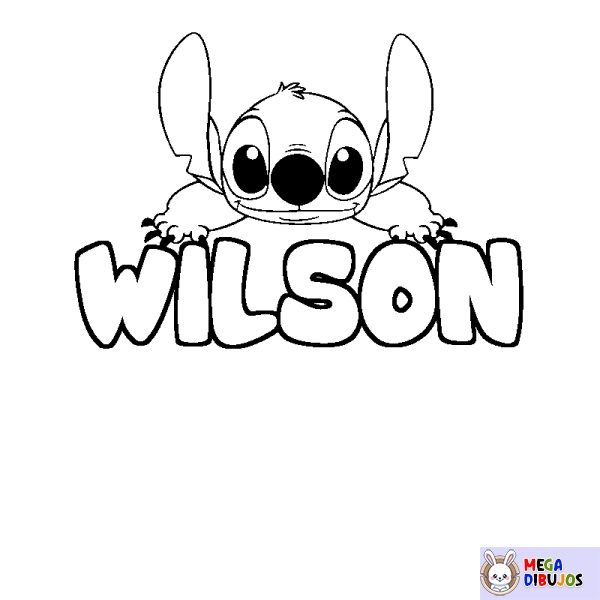 Coloración del nombre WILSON - decorado Stitch