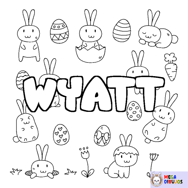 Coloración del nombre WYATT - decorado Pascua