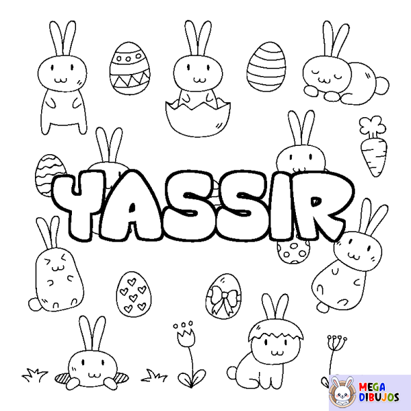 Coloración del nombre YASSIR - decorado Pascua
