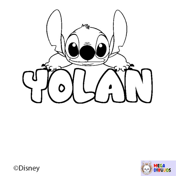 Coloración del nombre YOLAN - decorado Stitch