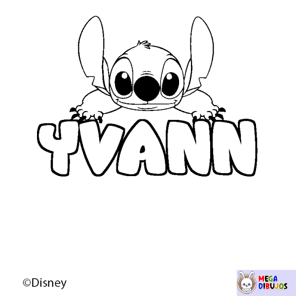 Coloración del nombre YVANN - decorado Stitch