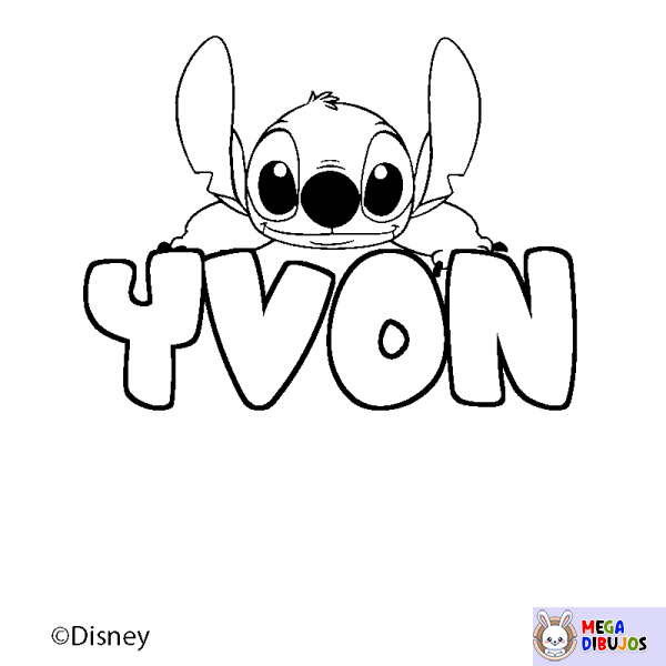 Coloración del nombre YVON - decorado Stitch