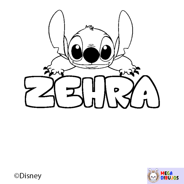 Coloración del nombre ZEHRA - decorado Stitch