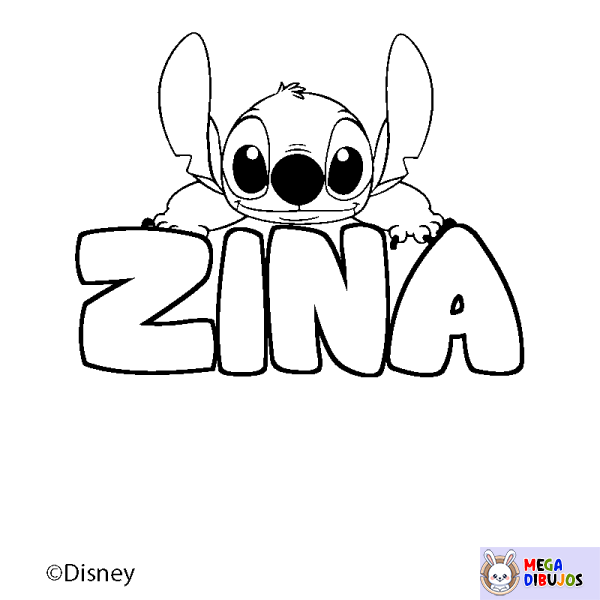 Coloración del nombre ZINA - decorado Stitch