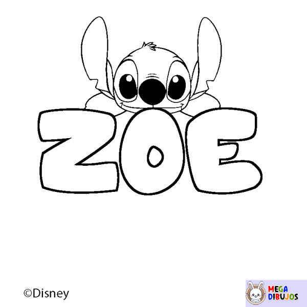 Coloración del nombre ZOE - decorado Stitch