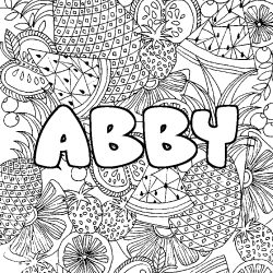 Coloración del nombre ABBY - decorado mandala de frutas