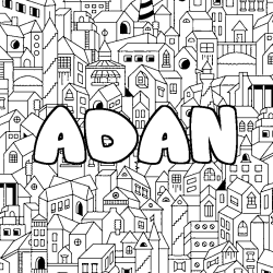 Coloración del nombre ADAN - decorado ciudad