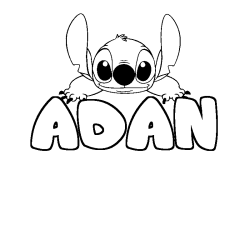 Coloración del nombre ADAN - decorado Stitch