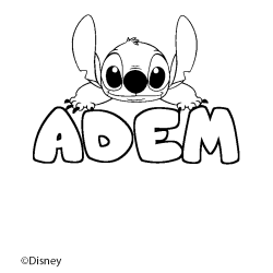 Coloración del nombre ADEM - decorado Stitch