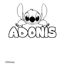 Coloración del nombre ADONIS - decorado Stitch