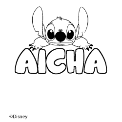 Coloración del nombre AICHA - decorado Stitch