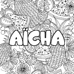 Coloración del nombre AÏCHA - decorado mandala de frutas