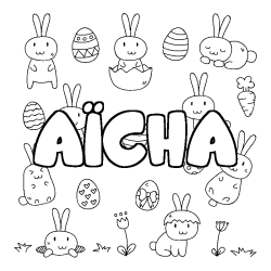 Coloración del nombre AÏCHA - decorado Pascua