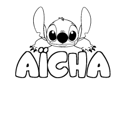 Coloración del nombre AÏCHA - decorado Stitch
